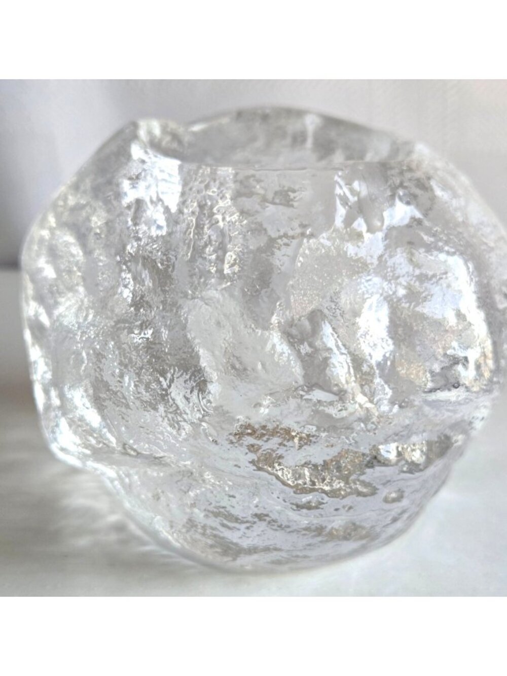 Vintage KOSTA BODA Snowball Candle Votive 3 inch H x 3.5 inch W Signed